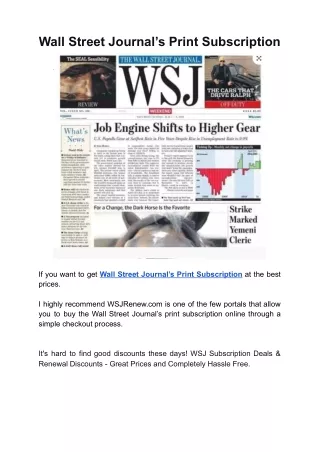 Wall Street Journal’s print subscription