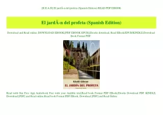 [R.E.A.D] El jardÃƒÂ­n del profeta (Spanish Edition) READ PDF EBOOK
