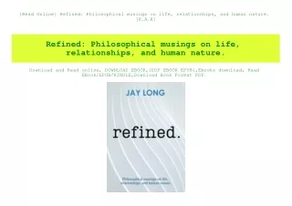 {Read Online} Refined Philosophical musings on life  relationships  and human nature. [R.A.R]