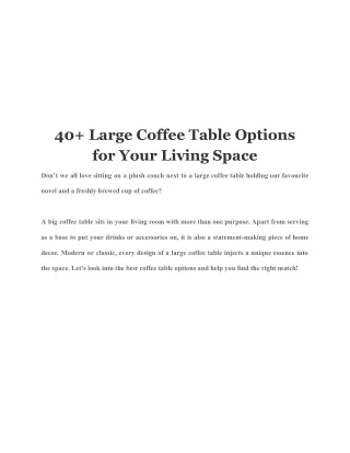 40  Large Coffee Table Options for Your Living Space