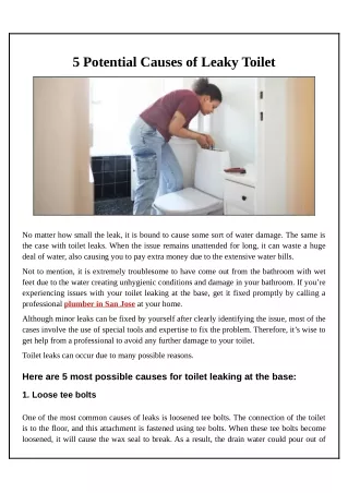 5 potential causes of leaky toilet