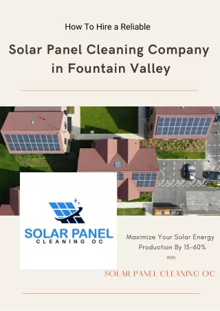 Consult With Best Solar Panel Cleaning Company in Fountain Valley, CA