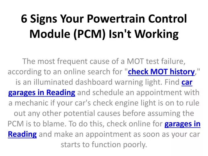 6 signs your powertrain control module pcm isn t working