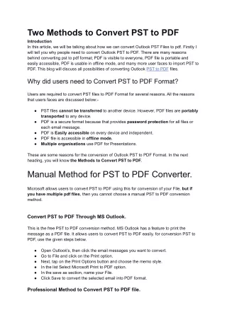 Two Methods to Convert PST to PDF