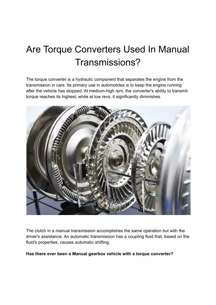 are torque converters used in manual transmissions