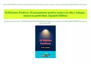 [R.E.A.D] 50 HÃƒÂ¡bitos Positivos El pensamiento positivo mejora tu vida y enfoque  mejora la positividad. (Spanish Edit