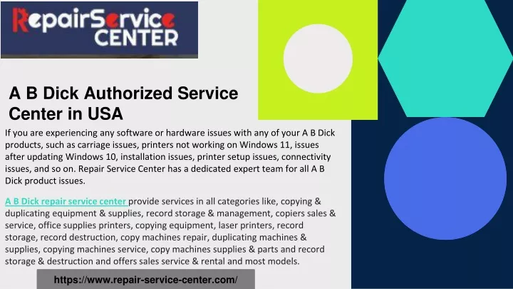 a b dick authorized service center