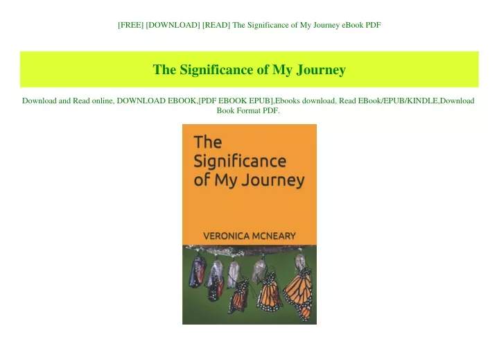 free download read the significance of my journey