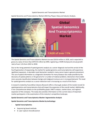 spatial genomics and transcriptomics market
