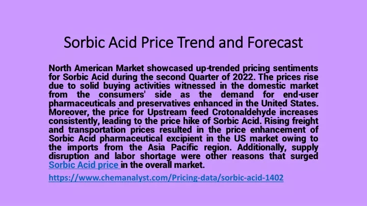 sorbic acid price trend and forecast