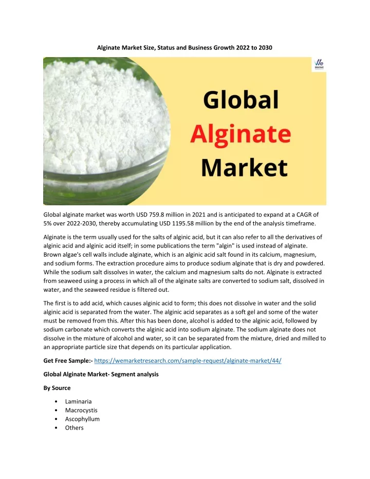 alginate market size status and business growth