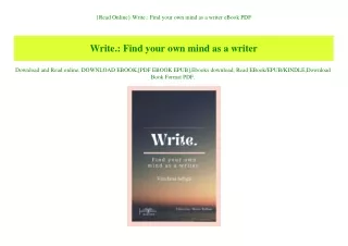 read online write find your own mind as a writer