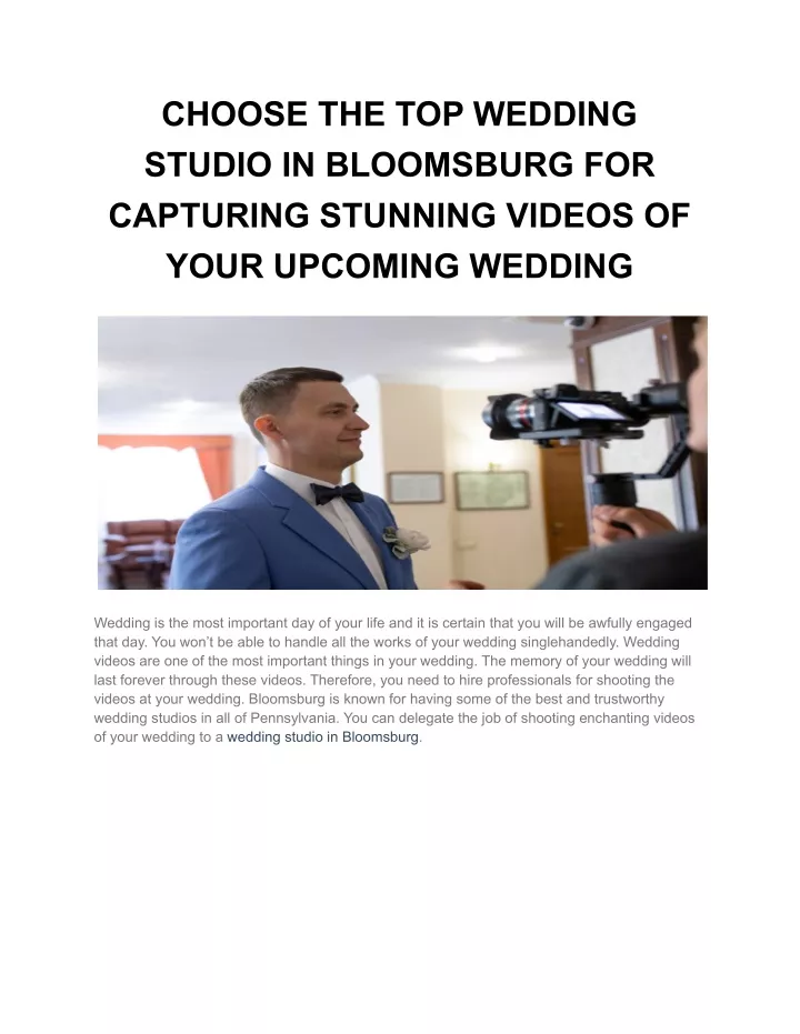 choose the top wedding studio in bloomsburg