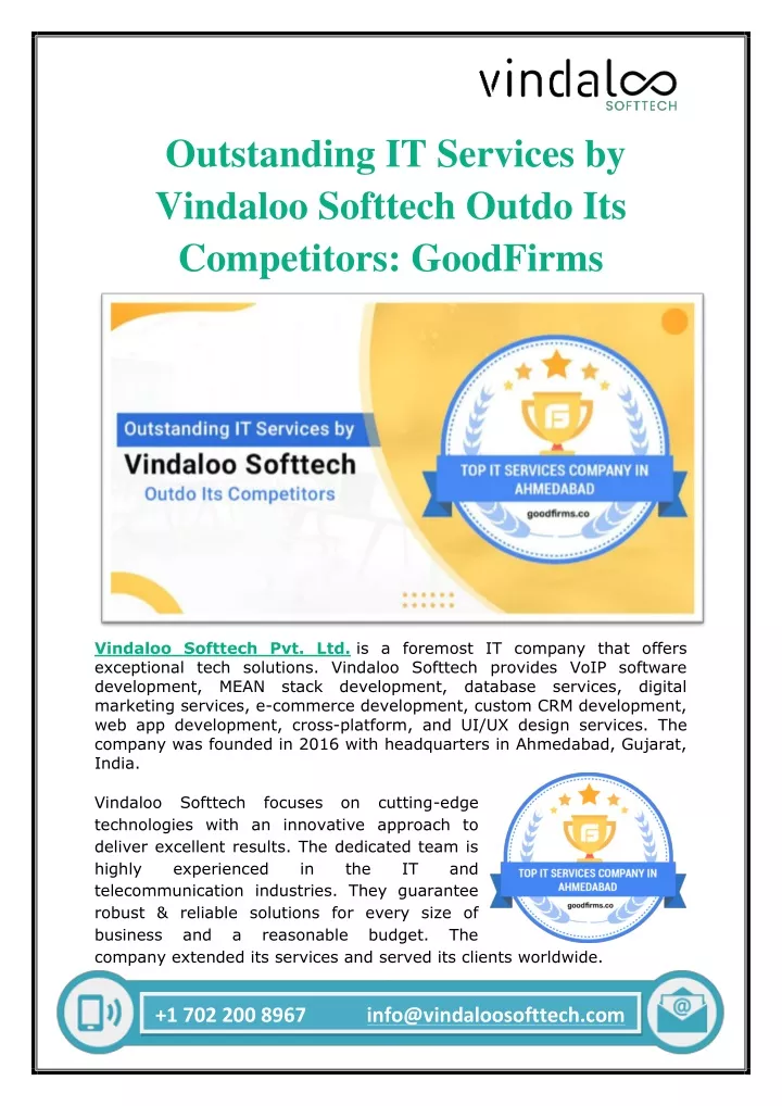 outstanding it services by vindaloo softtech