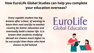 How EuroLife Global Studies can help you complete your education overseas?