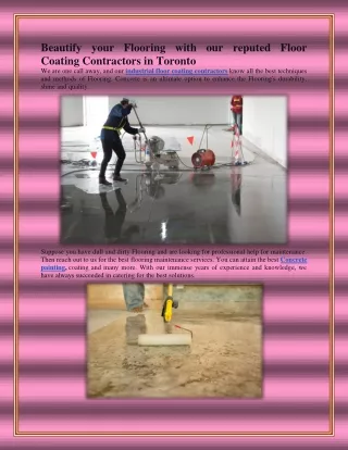 Beautify your Flooring with our reputed Floor Coating Contractors