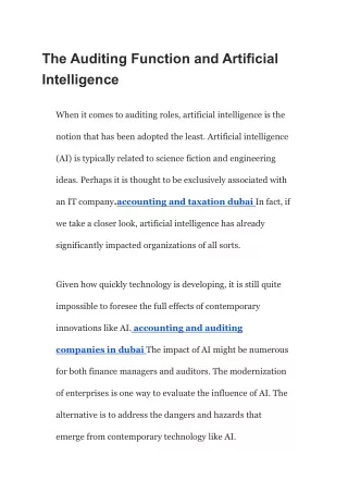 the auditing function and artificial intelligence