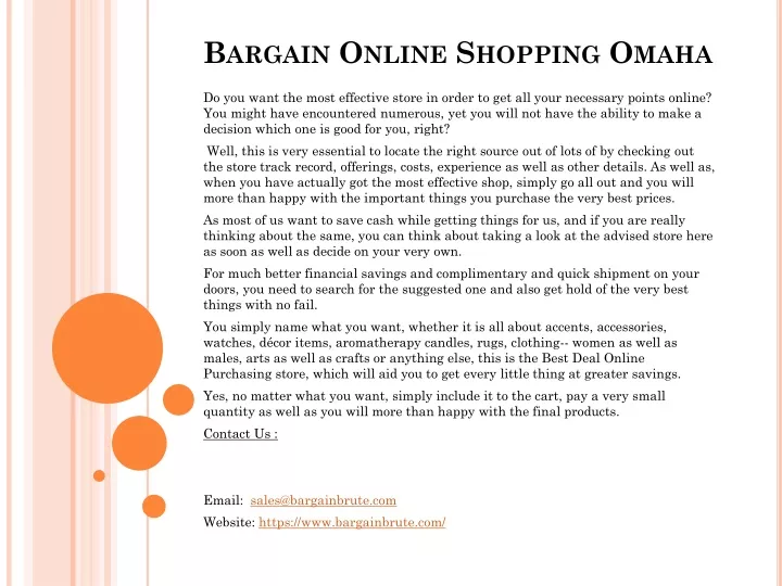 bargain online shopping omaha