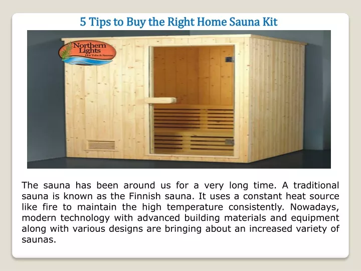 5 tips to buy the right home sauna kit