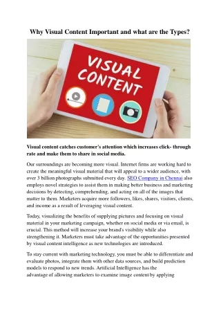 Why is visual content important and what are the types