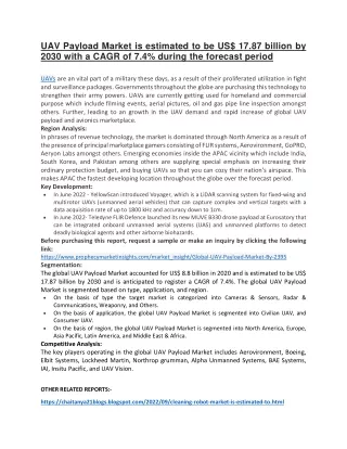 uav payload market is estimated