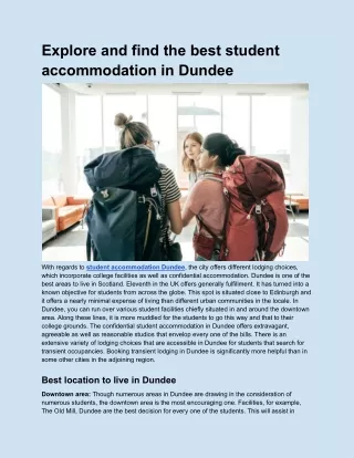 Explore and find the best student accommodation in Dundee