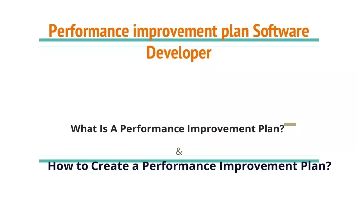 performance improvement plan software developer