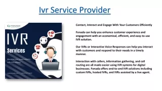 Ivr Service Provider | Business Ivr Solutions - Fonada