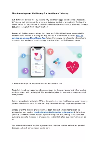 the advantages of mobile app for healthcare