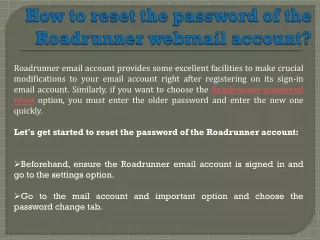 how to reset the password of the roadrunner webmail account