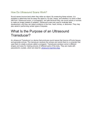 How Do Ultrasound Scans Work