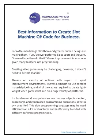 Best Information to Create Slot Machine C