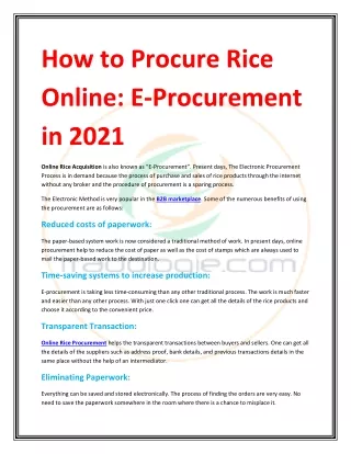 how to procure rice online e procurement in 2021