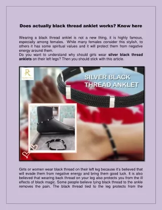 does actually black thread anklet works know here