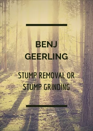 Benj Geerling - Stump Removal OR Stump Grinding
