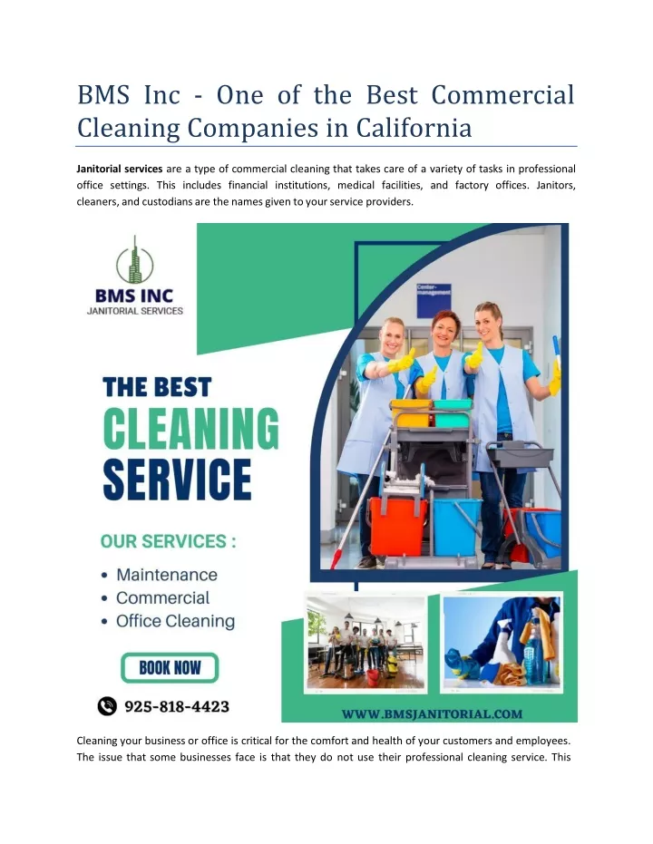 bm s i n c o n e o f t h e b e s t c o mme r c i a l cleaning companies in california