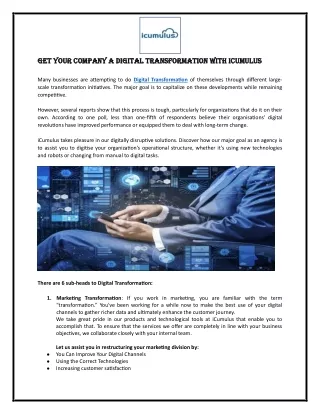 Get Your Company A Digital Transformation with iCumulus