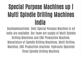 Special Purpose Machines up | Multi Spindle Drilling Machines india | Buckeyemachines