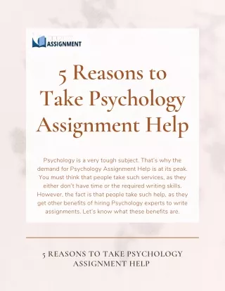 5 Reasons to Take Psychology Assignment Help