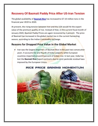 recovery of basmati paddy price after us iran