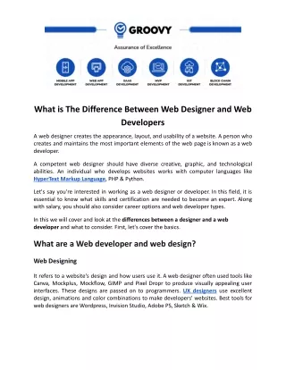 what is the difference between web designer
