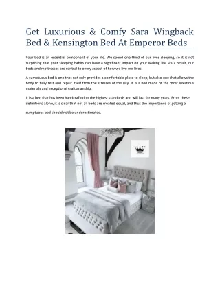 Get Luxurious & Comfy Sara Wingback Bed & Kensington Bed At Emperor Beds Pdf