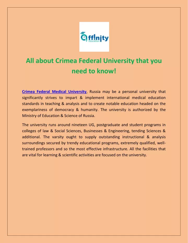 all about crimea federal university that you need