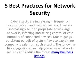 5 best practices for network security