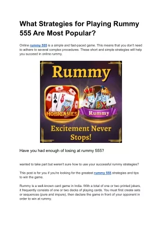 What Strategies For Playing Rummy Are Most Popular_