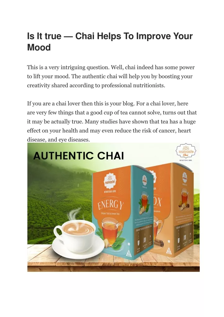 is it true chai helps to improve your mood