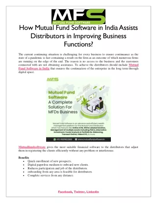 how mutual fund software in india assists