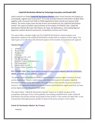 cobalt 60 sterilization market by technology