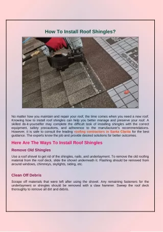 Guide On Installing Roof Shingles