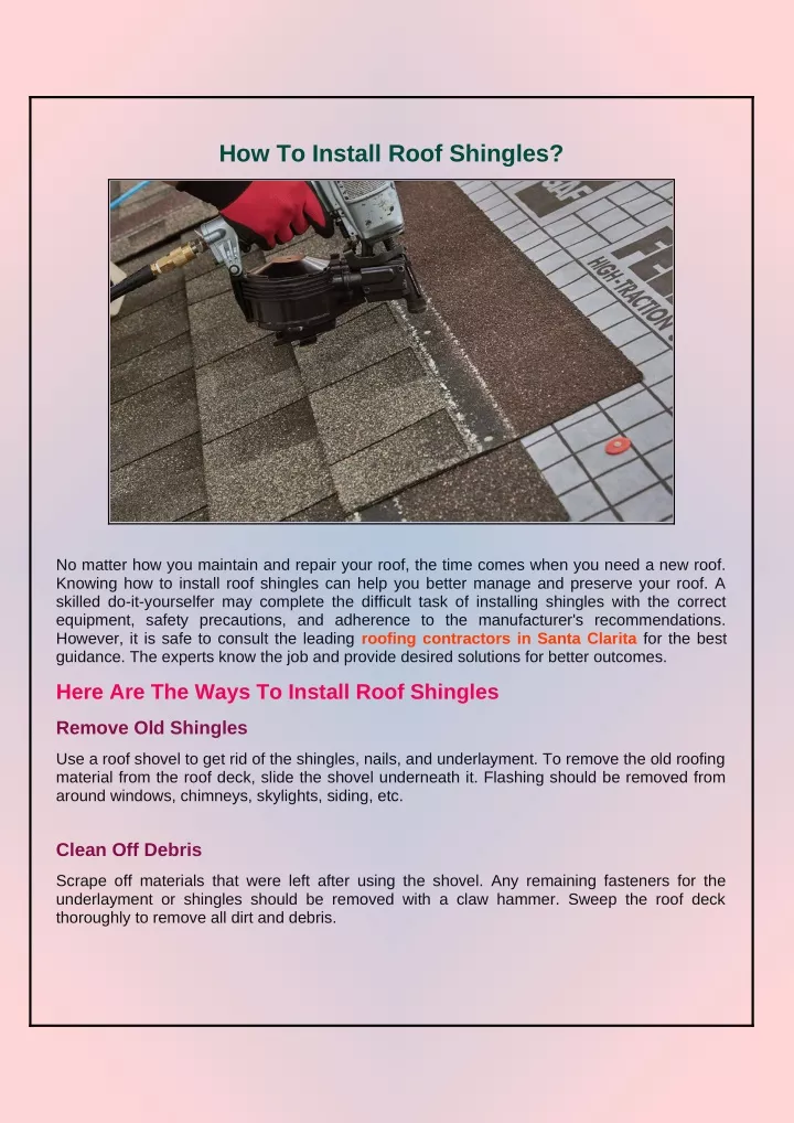 how to install roof shingles